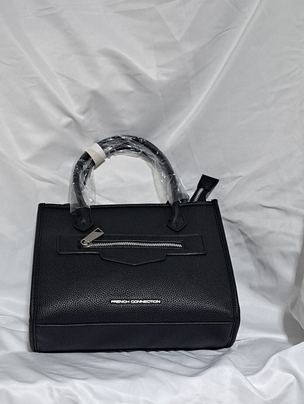 NWT French Connection Black Pebbled Top-Handle Satchel with Front Zip - Picture 6 of 12